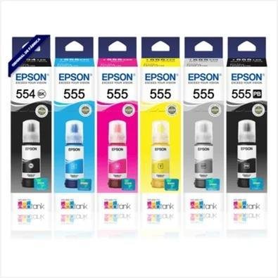 Kit Com 6 Refil Epson  555 E 554 Para Impressora Tanque De Tinta L8160 / L8180