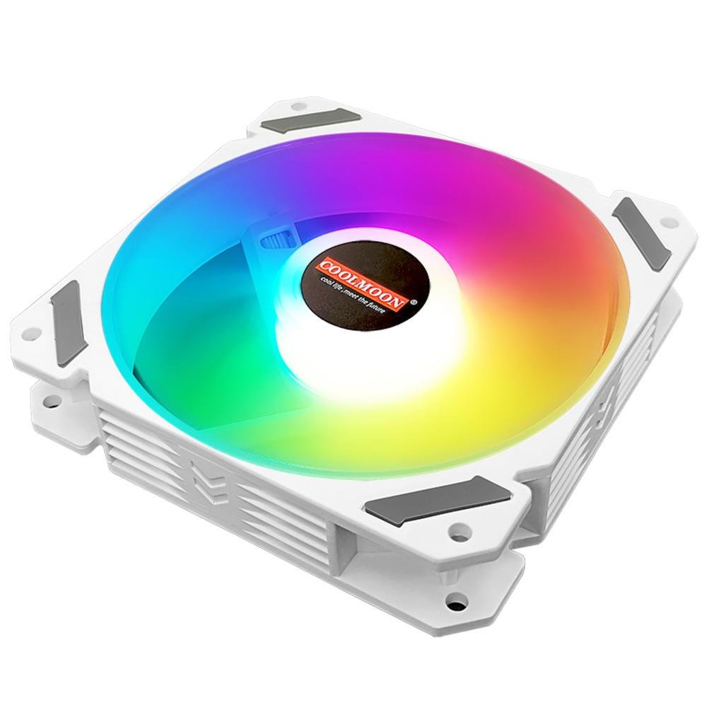 Kit 4 Cooler Fan 120mm Coolmoon North Wind, Pwm 4 Pinos, ARGB 3 Pinos, Silencioso, 800-1800 RPM, Com Controlador de LED 8