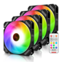Kit 4 Cooler Fan 120mm Coolmoon Joy, Pwm 4 Pinos, ARGB 3 Pinos, Silencioso, 800-1800 RPM, Com Controlador de LED 3