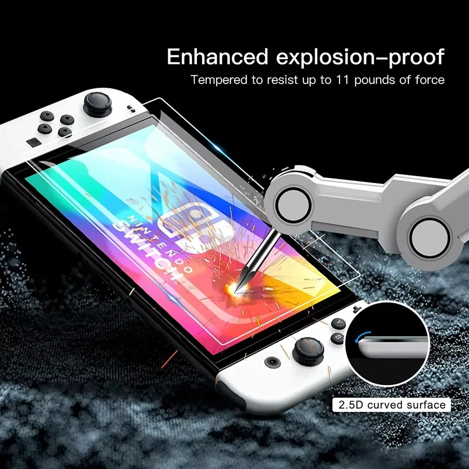 Imagem 3 de 5 do produto Protetor De Tela Switch OLED, Película De Tela Hd Transparente Temperado Anti-arranhão Compatível Nintendo Switch OLED, Kit 2 peças