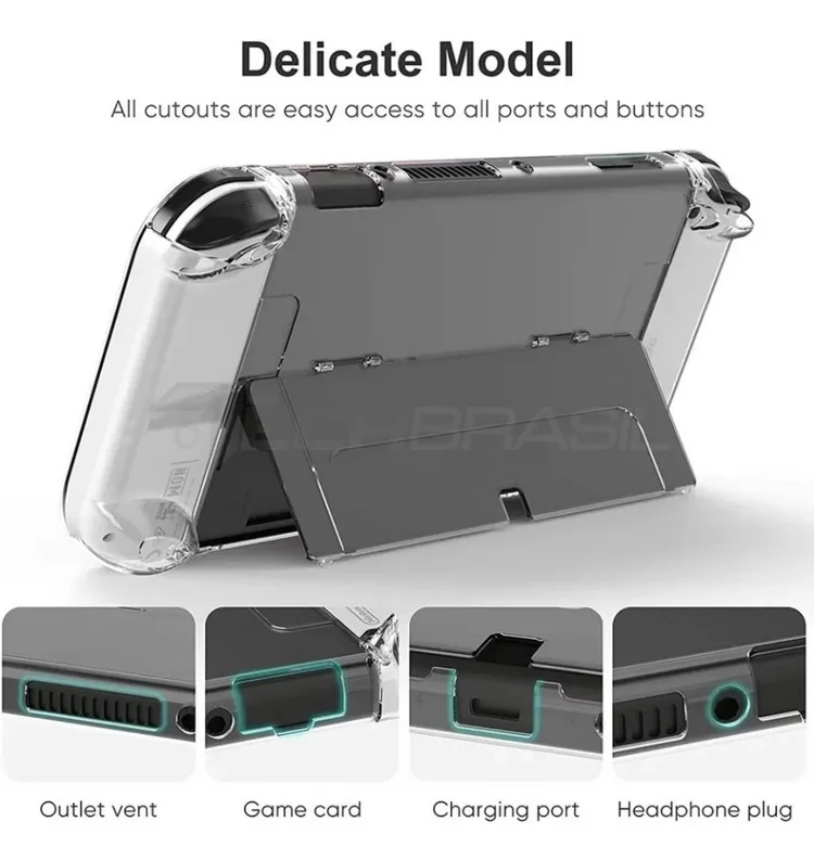 Capa Protetora Dock Flip Case Para Nintendo Switch OLED Crystal Capa Protetora Dock Flip Case Para Nintendo Switch OLED Crystal