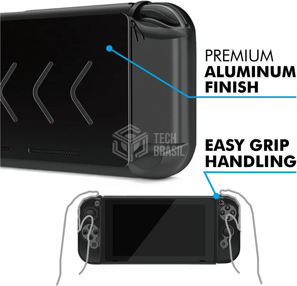 Imagem 5 de 5 do produto Capa Protetora Case De Alumínio Para Nintendo Switch E Joy-con Preto