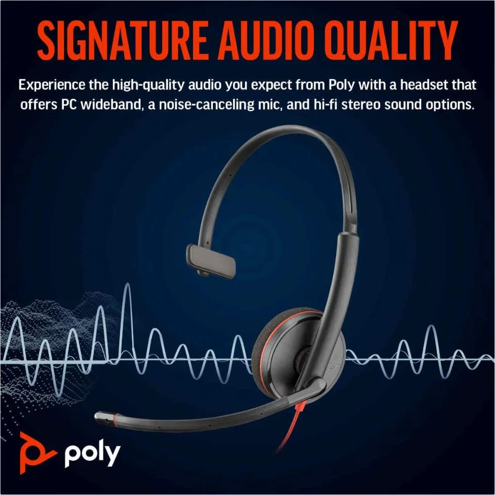 Imagem 2 de 5 do produto Headset Hp Poly Blackwire C3210 Mono Usb-c+usb-a 8x214a6