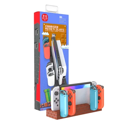 Dock Base Estação De Carregamento Para 4 Controle Joy-con De Nintendo Switch Lite OLED - Armazenamento Para 8 Jogos Marr