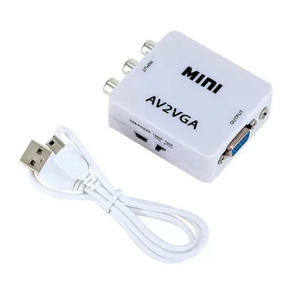 Mini Adaptador Conversor De Vídeo Rca Av Para Vga Av2vga 1080p Zjt-50006