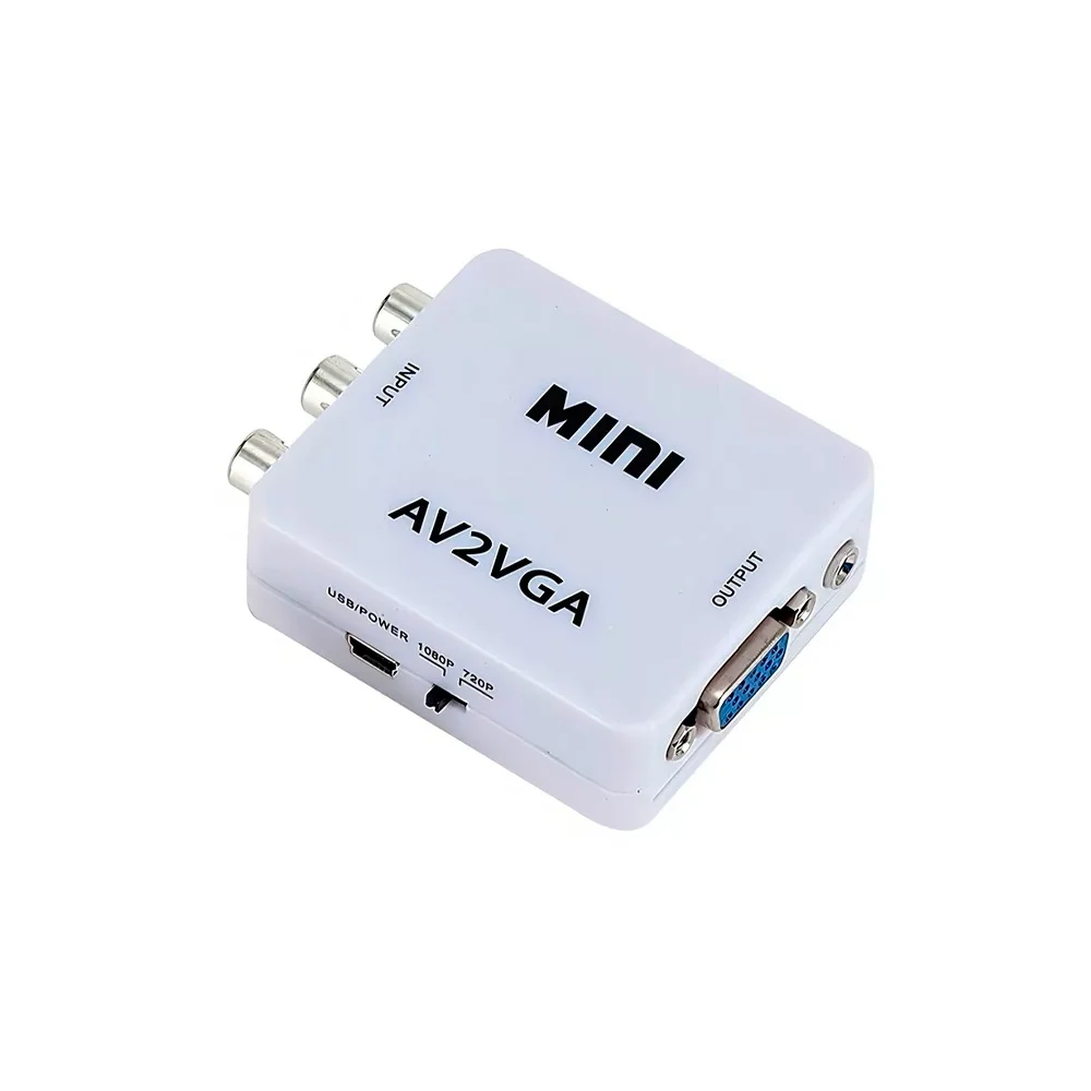 Imagem 2 de 4 do produto Mini Adaptador Conversor De Vídeo Rca Av Para Vga Av2vga 1080p Zjt-50006
