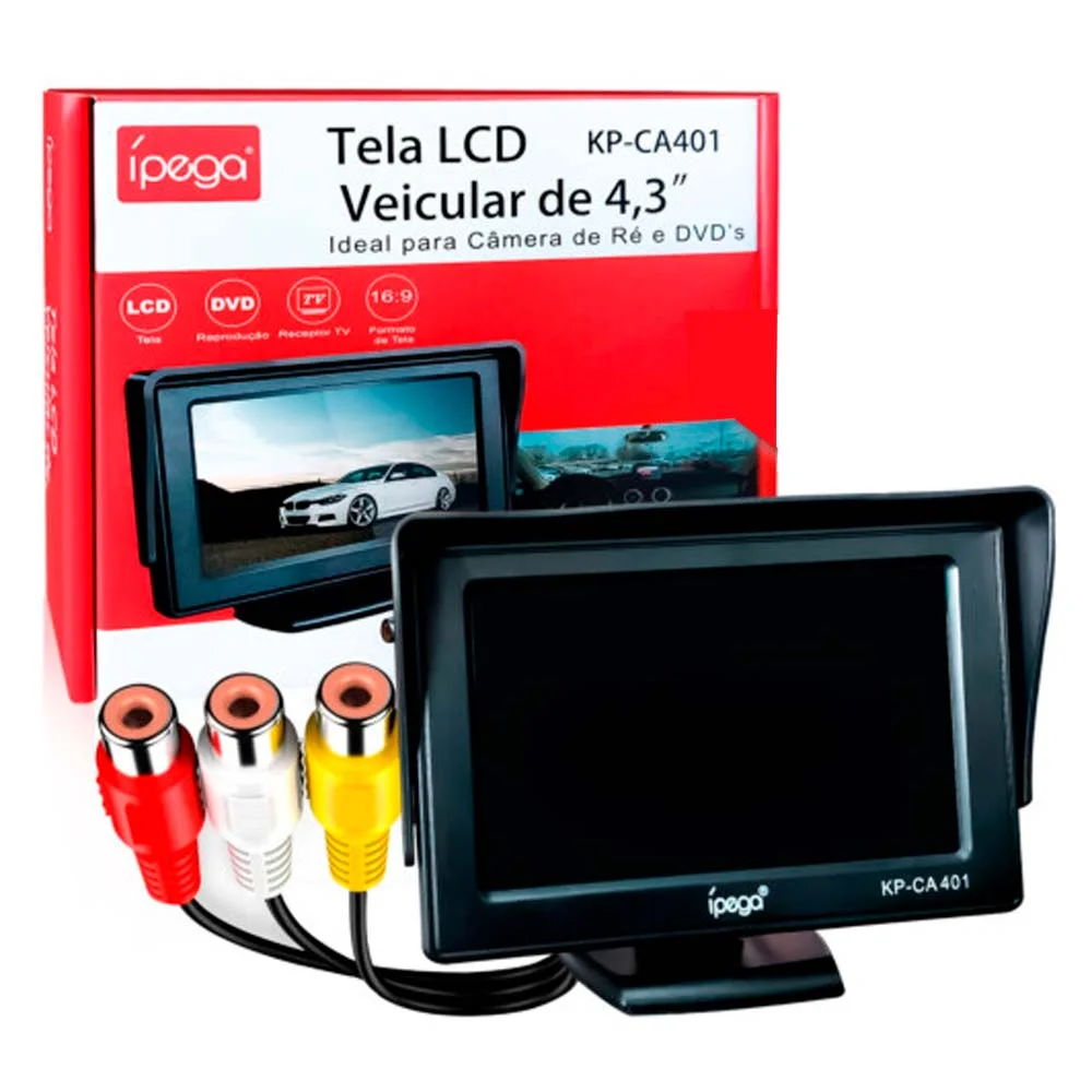 Tela Monitor Visor 4,3' Rca Para Câmera Ré Auxiliar Kp-ca401