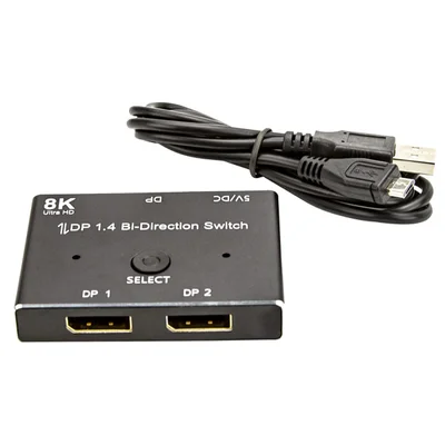 Switch Displayport Bi Direcional 1x2 2x1 8k 30hz 4k 120hz
