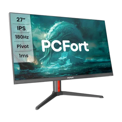 Monitor Gamer PCFort W270I180 27" IPS, QHD, 2K, 1ms, 180Hz, 100% sRGB, Display Port, 2x HDMI, Freesync/Gsync, Alto falante, Pivot