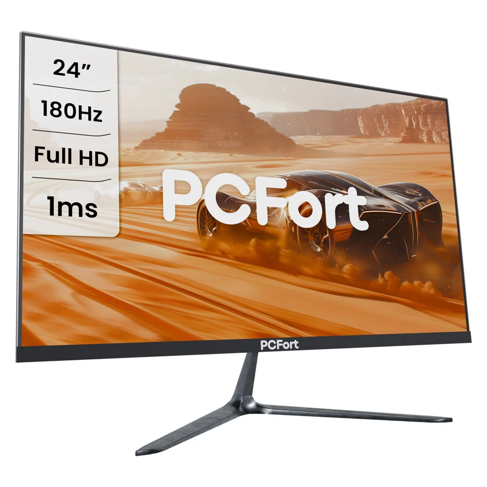 Monitor Gamer PCFort H238F180 24", 1ms, 180Hz, LED Full HD, 100% sRGB Freesync/Gsync, HDMI, Display Port, USB - VESA