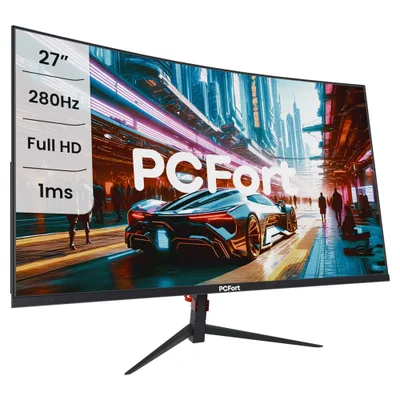 Monitor Gamer Curvo PCFort U270F 27", 1ms, 280Hz, LED Full HD, 100% sRGB, 2x HDMI. 2x Display Port, Freesync/Gsync