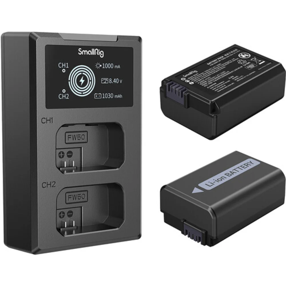 Carregador Smallrig Duplo Np-fw50 Com 2 Baterias (3818)