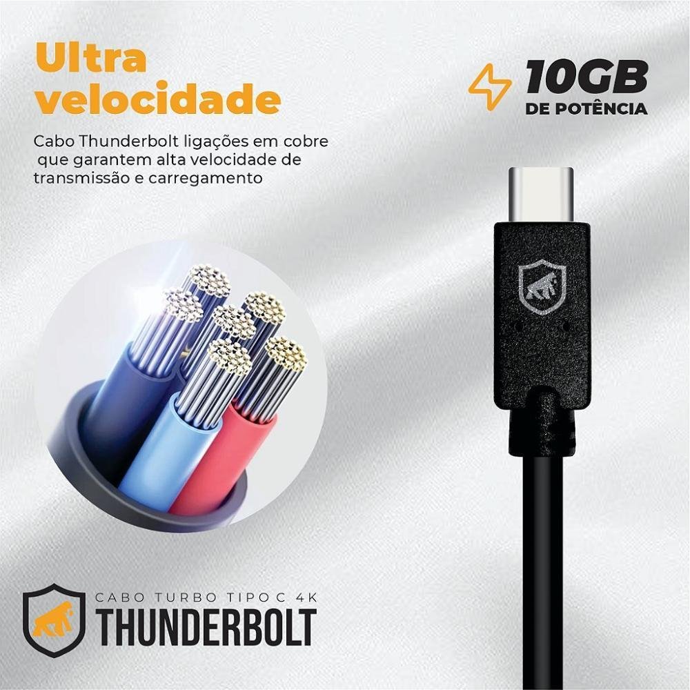 Imagem 3 de 4 do produto Cabo Thunderbolt 65w Usb-c / Tipo C - 1,8m - Gshield