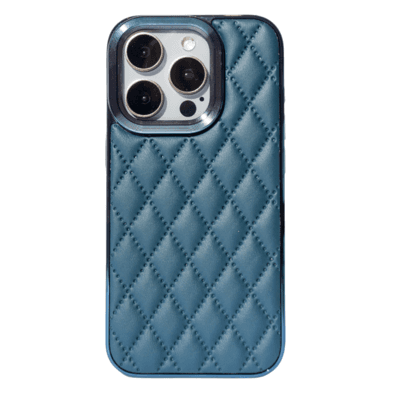 Capa De Couro Com Moldura De Metal Compatível Com Iphone Cor:azul Escuro;modelo:15 Promax