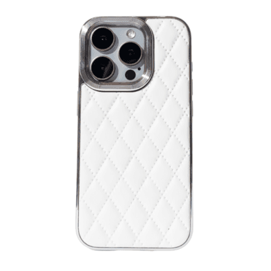 Capa De Couro Com Moldura De Metal Compatível Com Iphone Cor:branco;modelo:15 Promax