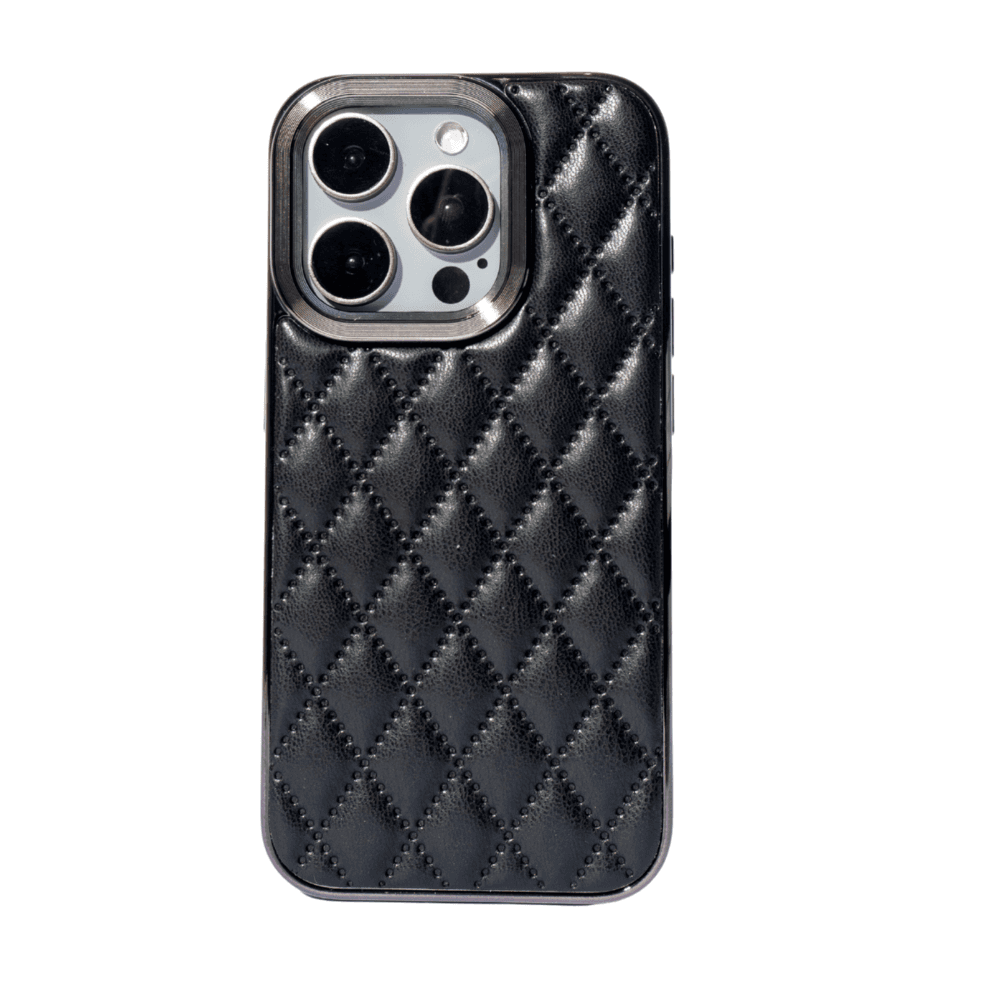 Imagem 1 de 1 do produto Capa De Couro Com Moldura De Metal Compatível Com Iphone Cor:preto;modelo:14 Pro