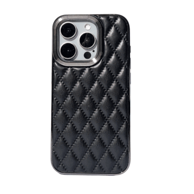 Capa De Couro Com Moldura De Metal Compatível Com Iphone Cor:preto;modelo:13 Pro