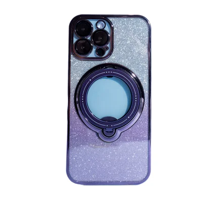 Capa Com Suporte Giratório Magsafe Compatível Com Iphone Cor:roxo;modelo:15 Pro.