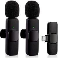 Microfone De Lapela Dupla Sem Fio Tipo C - Ideal Para Podcast, Transmissões