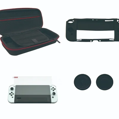 Kit Proteção Nintendo Switch OLED 5 Em 1 Case Película Caps Capa