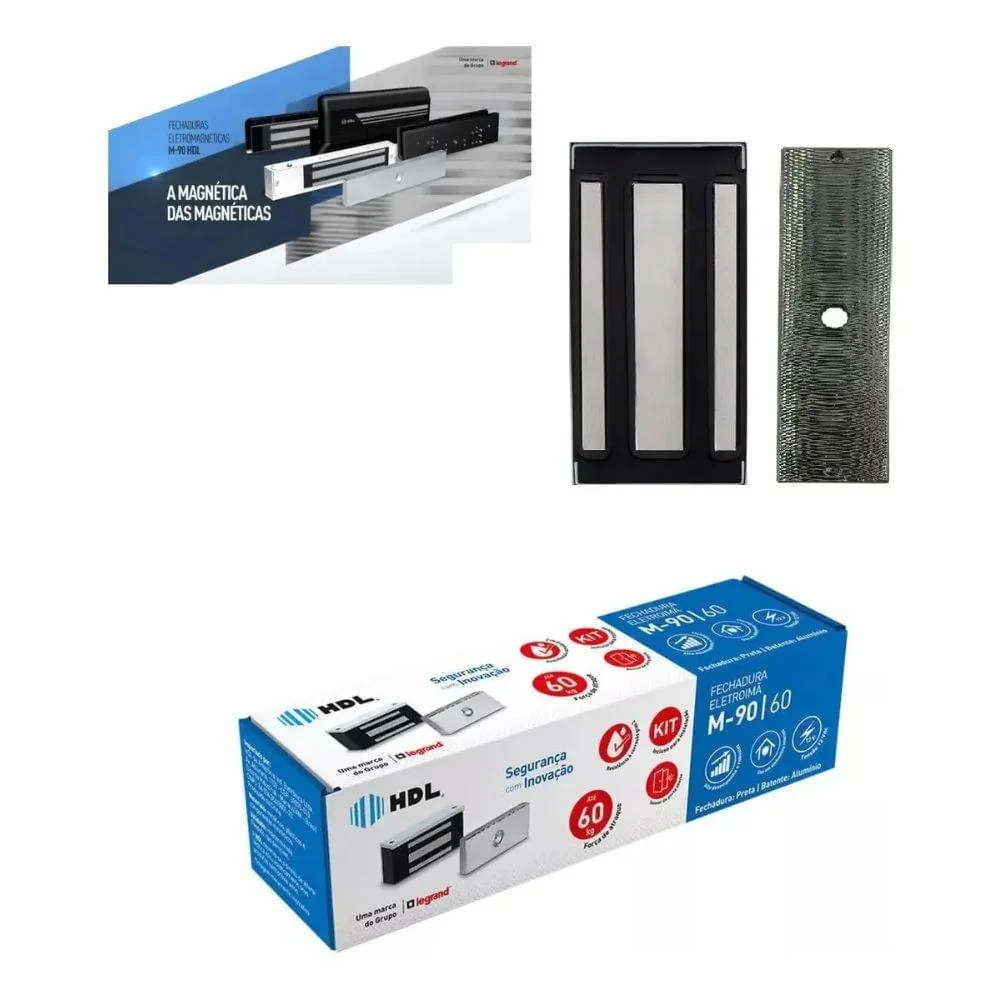 Imagem 2 de 4 do produto Fechadura Eletroímã Hdl M-90 60e Embutir 60kgf