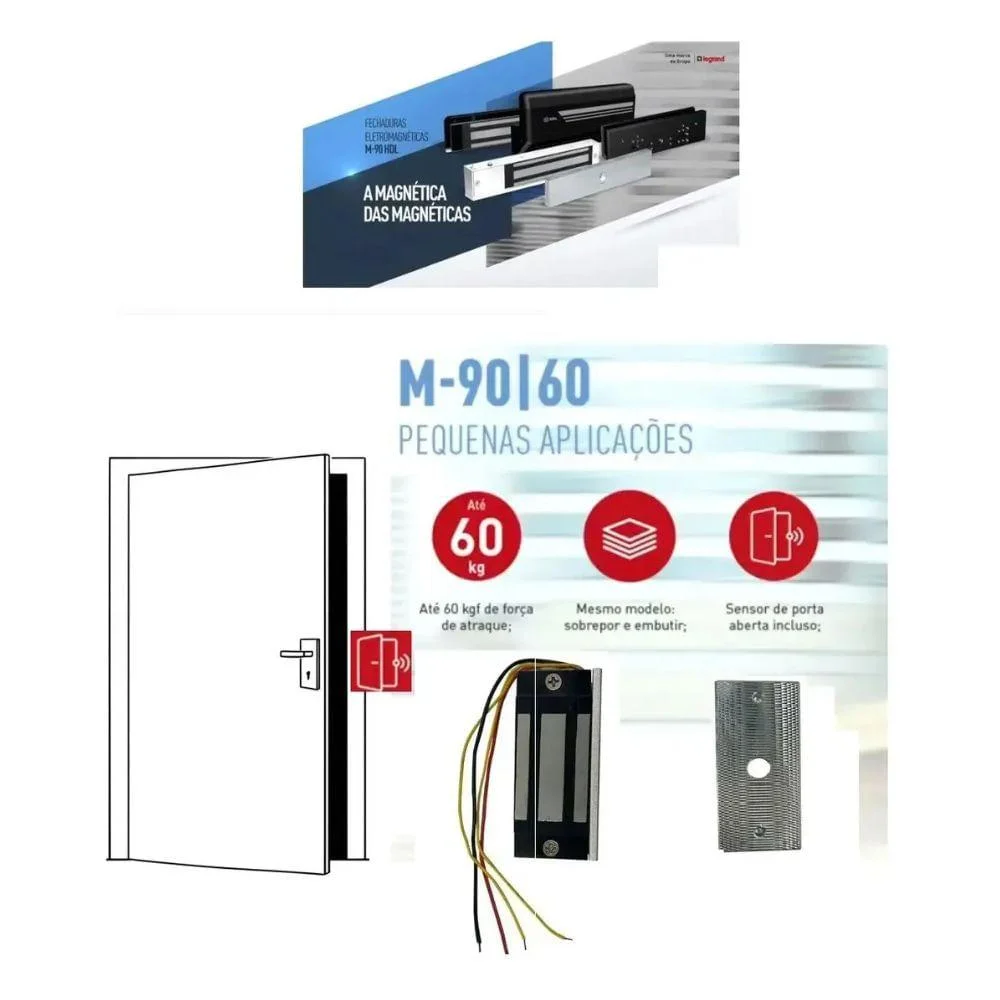 Imagem 3 de 4 do produto Fechadura Eletroímã Hdl M-90 60e Embutir 60kgf