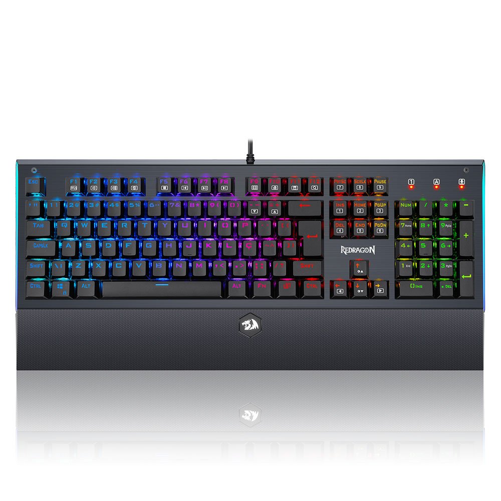 Teclado Mecanico Usb Gamer Aryaman RGB Switch Brown Redragon K569RGB V2 Preto