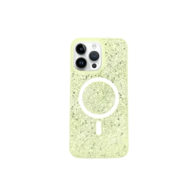 Capa Capinha Case Brilho Glitter Luxo Premium Magsafe Magnética Compatível Para Iphone 13 Pro - Amarelo