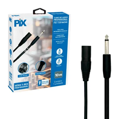 Cabo P10 Mono Para Xlr Macho 10 Metros Profissional.
