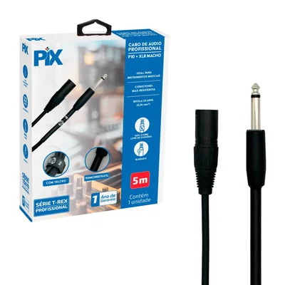 Cabo P10 Mono Para Xlr Macho 5 Metros Profissional.