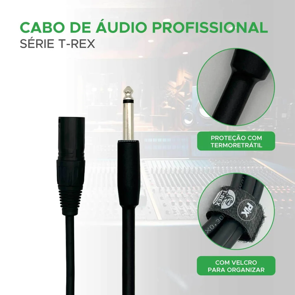 Imagem 3 de 5 do produto Cabo P10 Mono Para Xlr Macho 5 Metros Profissional.