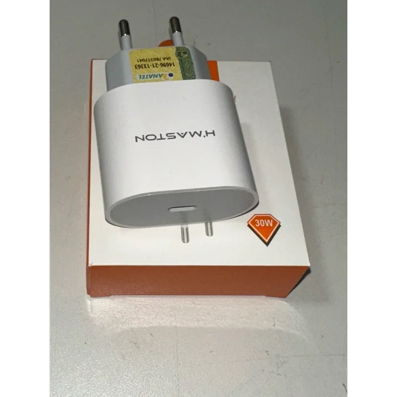Imagem 2 de 4 do produto Carregador Fonte Adaptador De Energia Tipo-c De Carregamento Rápido 30w H'maston Cb16 Anatel.