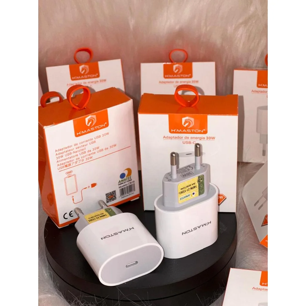 Imagem 3 de 4 do produto Carregador Fonte Adaptador De Energia Tipo-c De Carregamento Rápido 30w H'maston Cb16 Anatel.