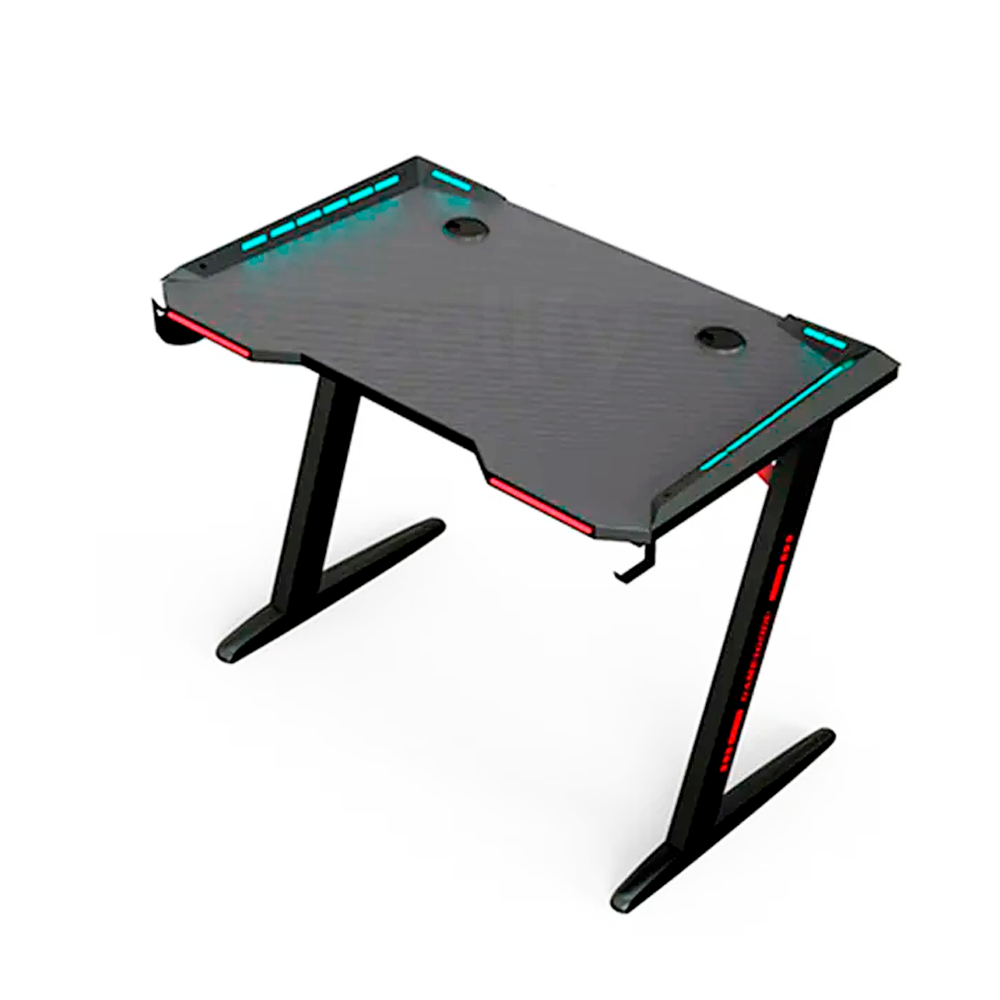 Mesa Gaming Escrivaninha Para Computador Gamer Jogos Iluminação LEDs RGB Com Suporte Para Copos