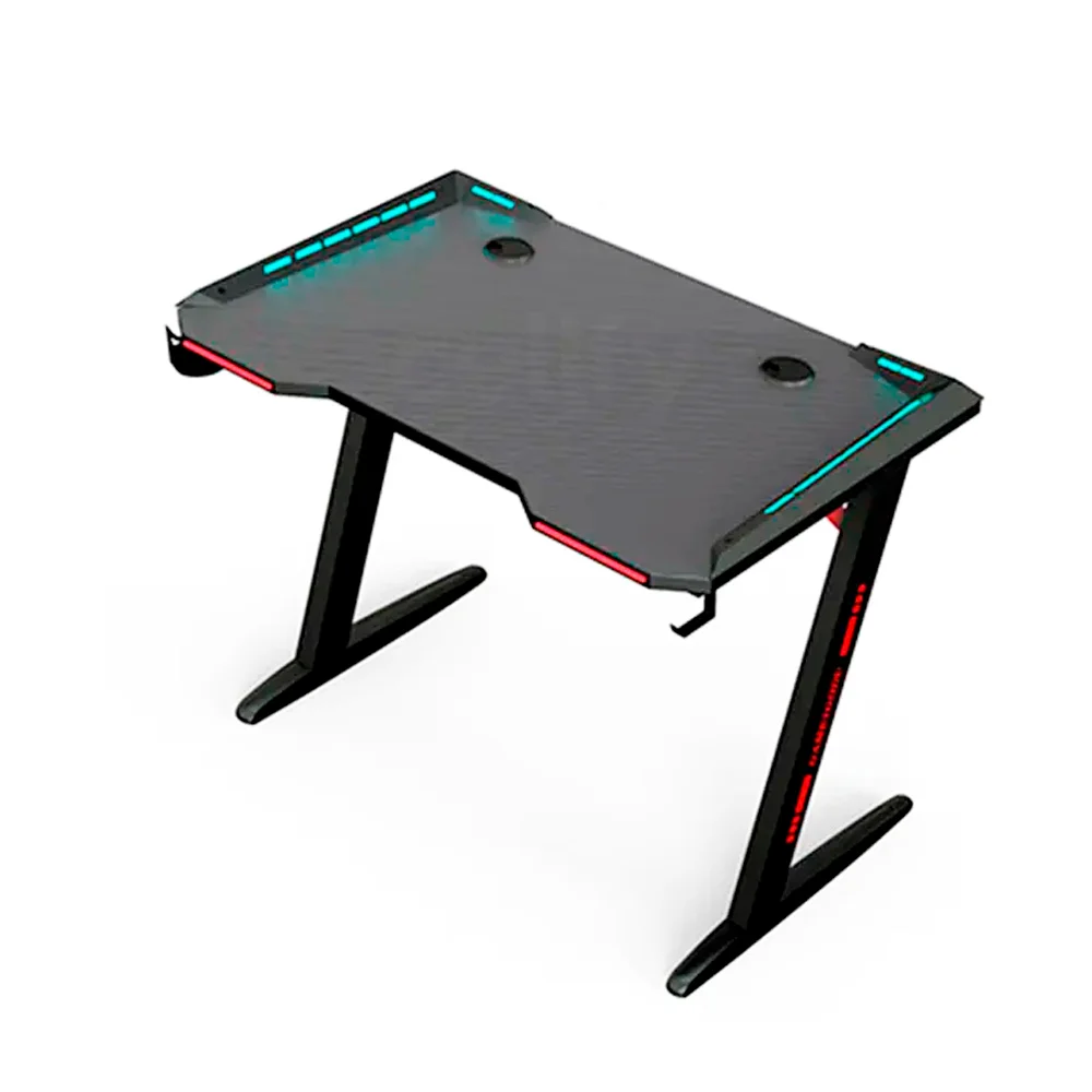 Mesa Gaming Escrivaninha Para Computador Gamer Jogos Iluminação LEDs RGB Com Suporte Para Copos