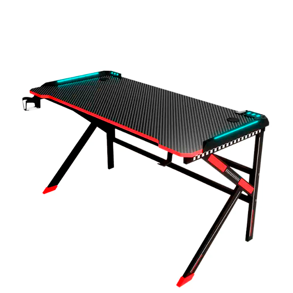 Mesa Gamer Escrivaninha Para Computador Notebook Gaming Com Suporte Para Copos LEDs RGB