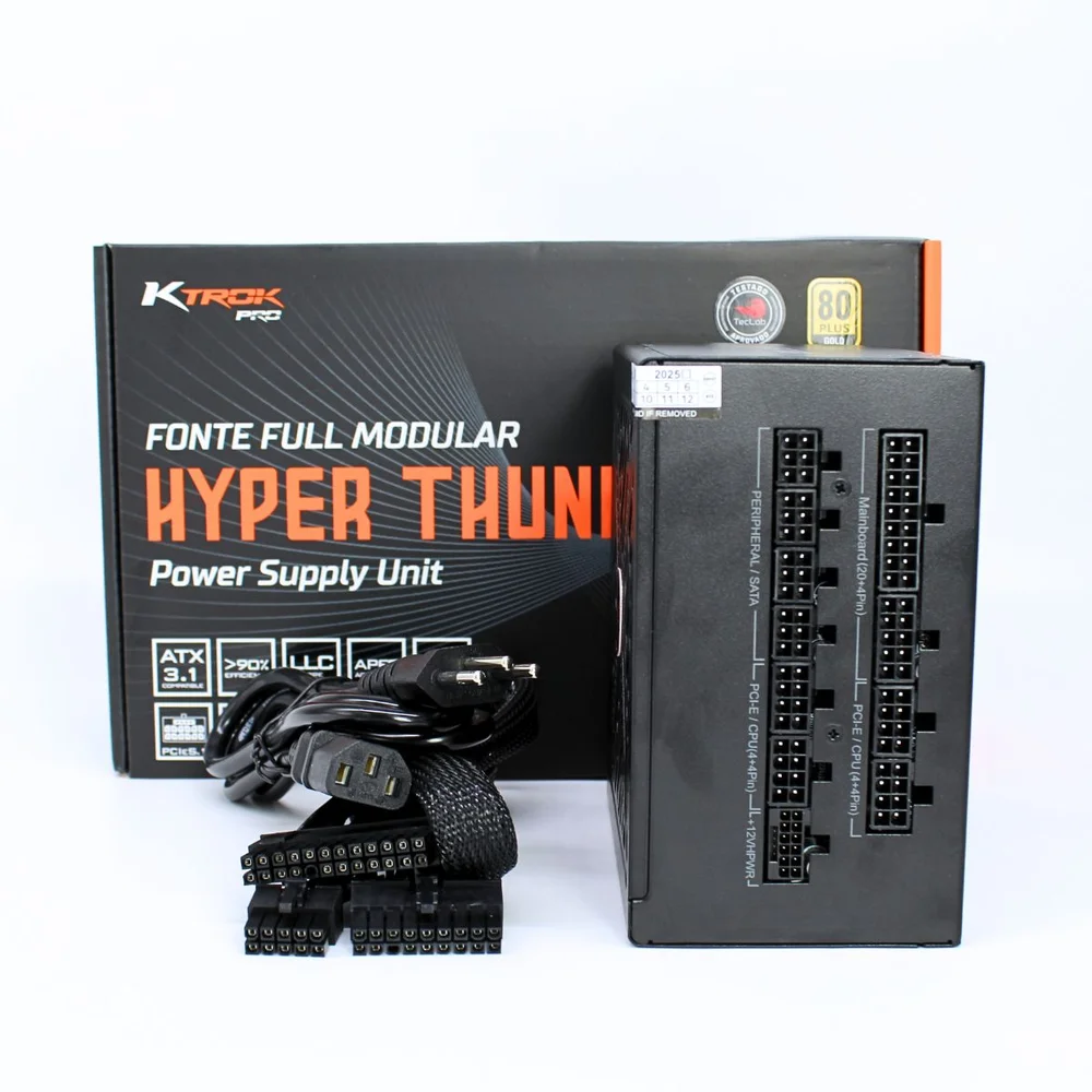 Fonte Gamer Ktrok Hyper Thunder 850w Full Modular Gold Atx 3.1