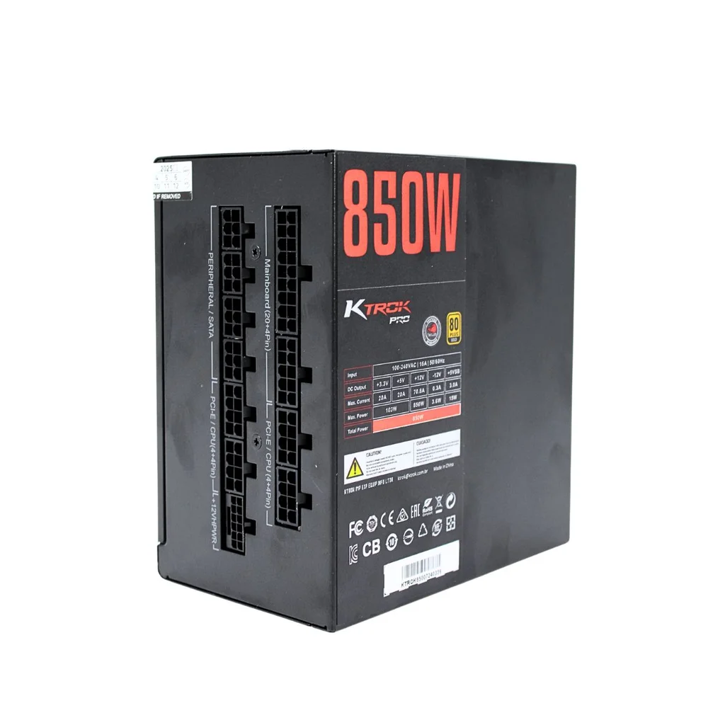 Imagem 3 de 5 do produto Fonte Gamer Ktrok Hyper Thunder 850w Full Modular Gold Atx 3.1