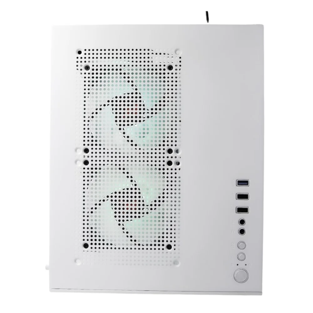 Imagem 4 de 5 do produto Gabinete Gamer Cubo Branco Aqua White Lateral Frente Vidro