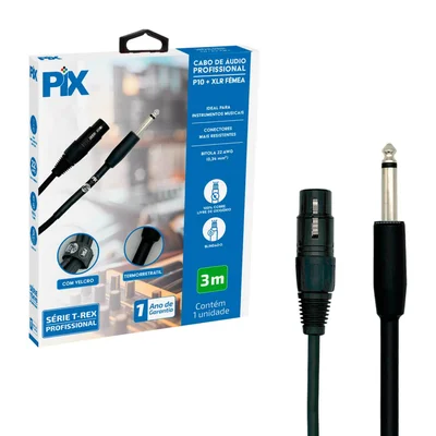 Cabo P10 Mono Para Xlr Fêmea 3 Metros Profissional