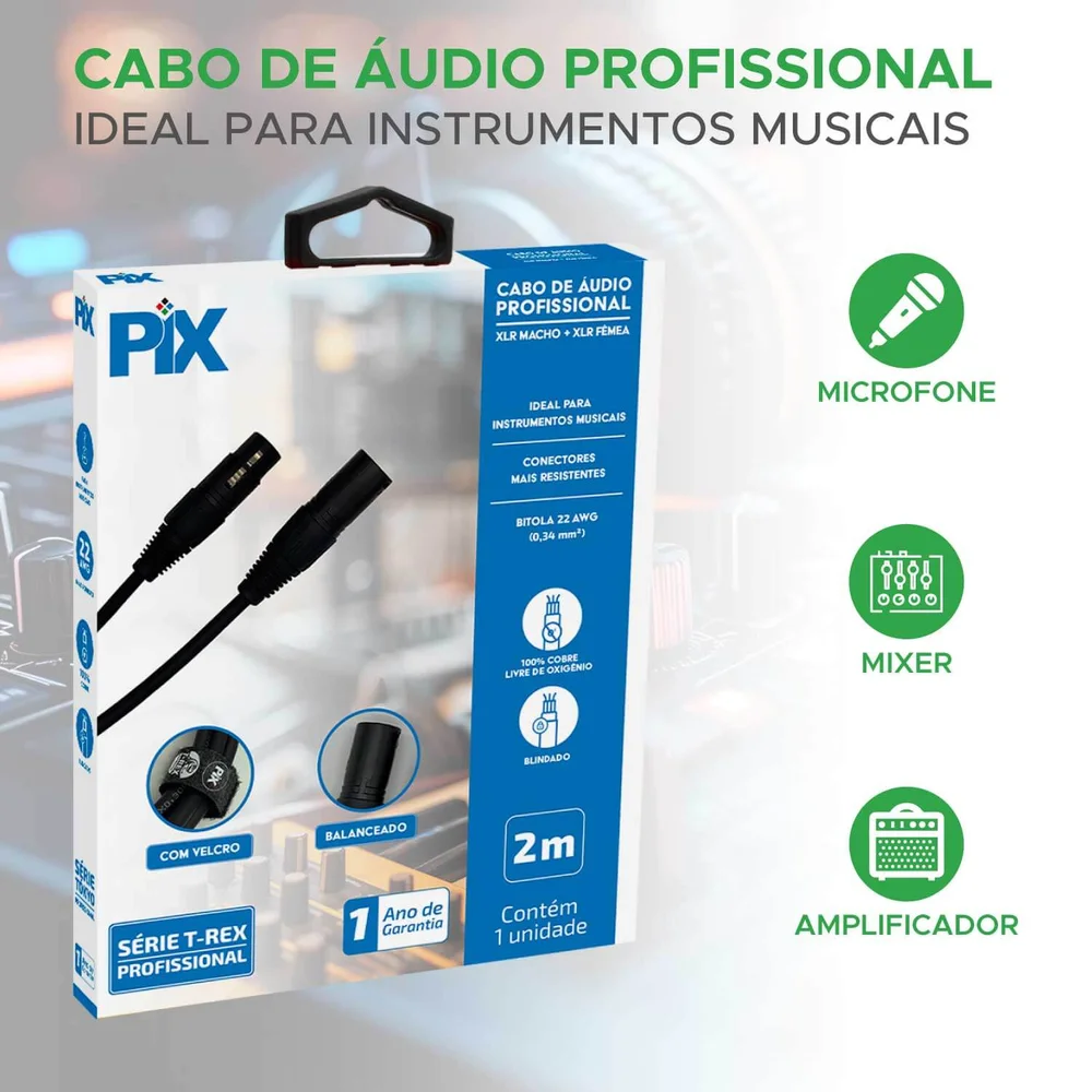 Imagem 5 de 5 do produto Cabo Xlr Macho Para Xlr Fêmea 2 Metros Profissional