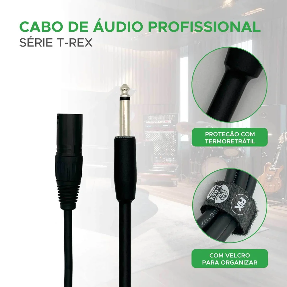 Imagem 3 de 5 do produto Cabo P10 Mono Para Xlr Fêmea 10 Metros Profissional