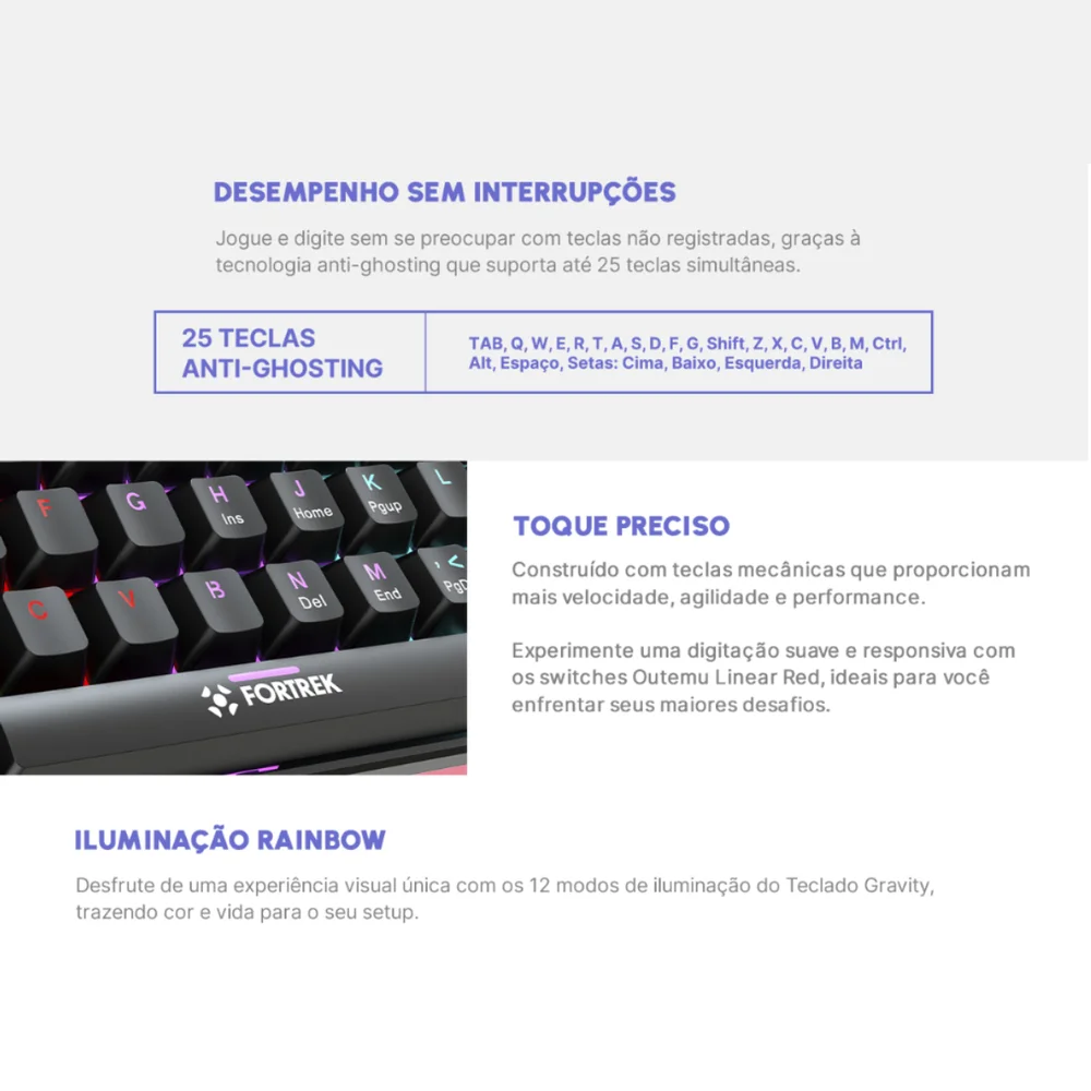 Imagem 5 de 5 do produto Teclado Gamer Mecânico Fortrek Gravity 65 Compact Preto