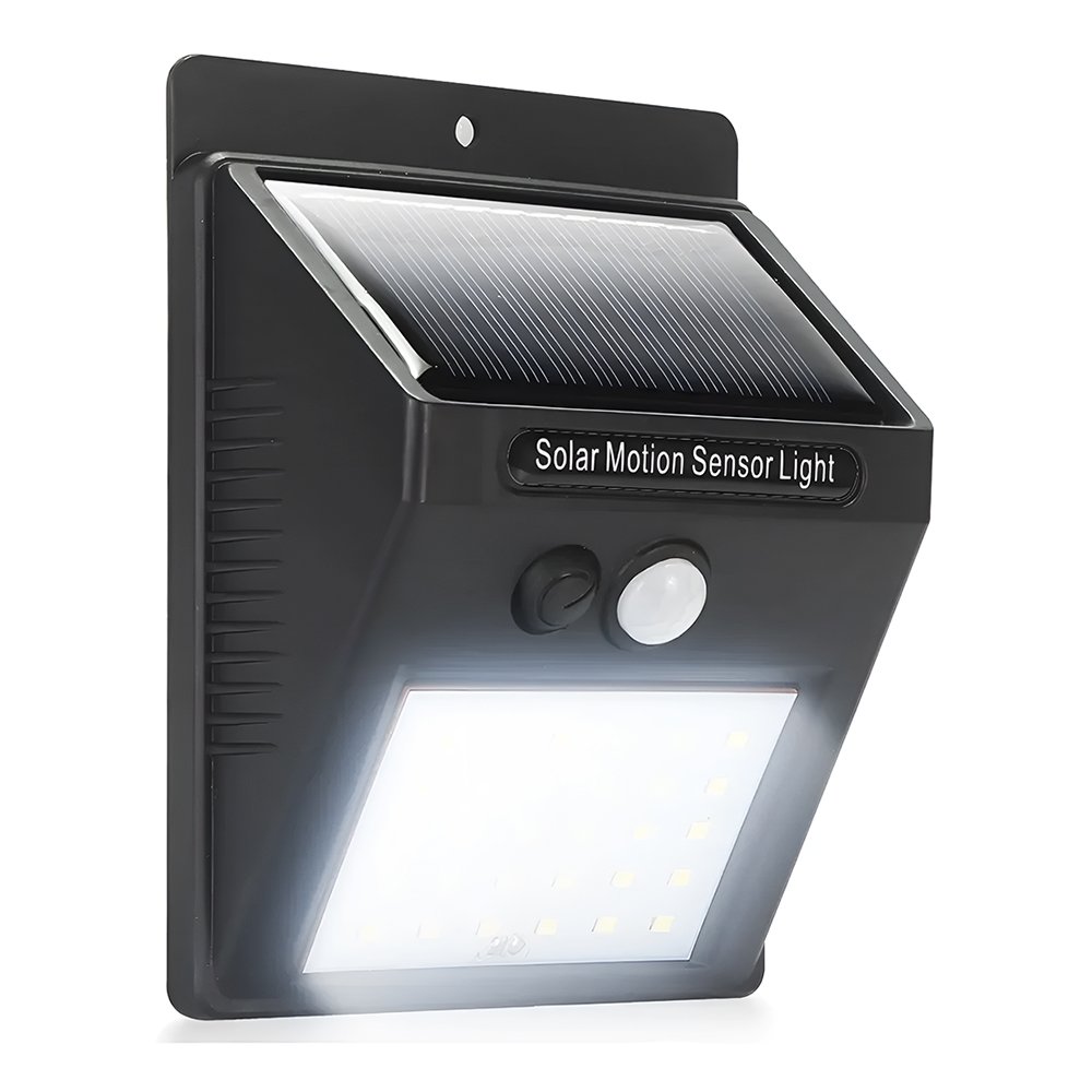 Luminária Energia Solar Recarregável 30 LEDs Com Sensor Cor:preto