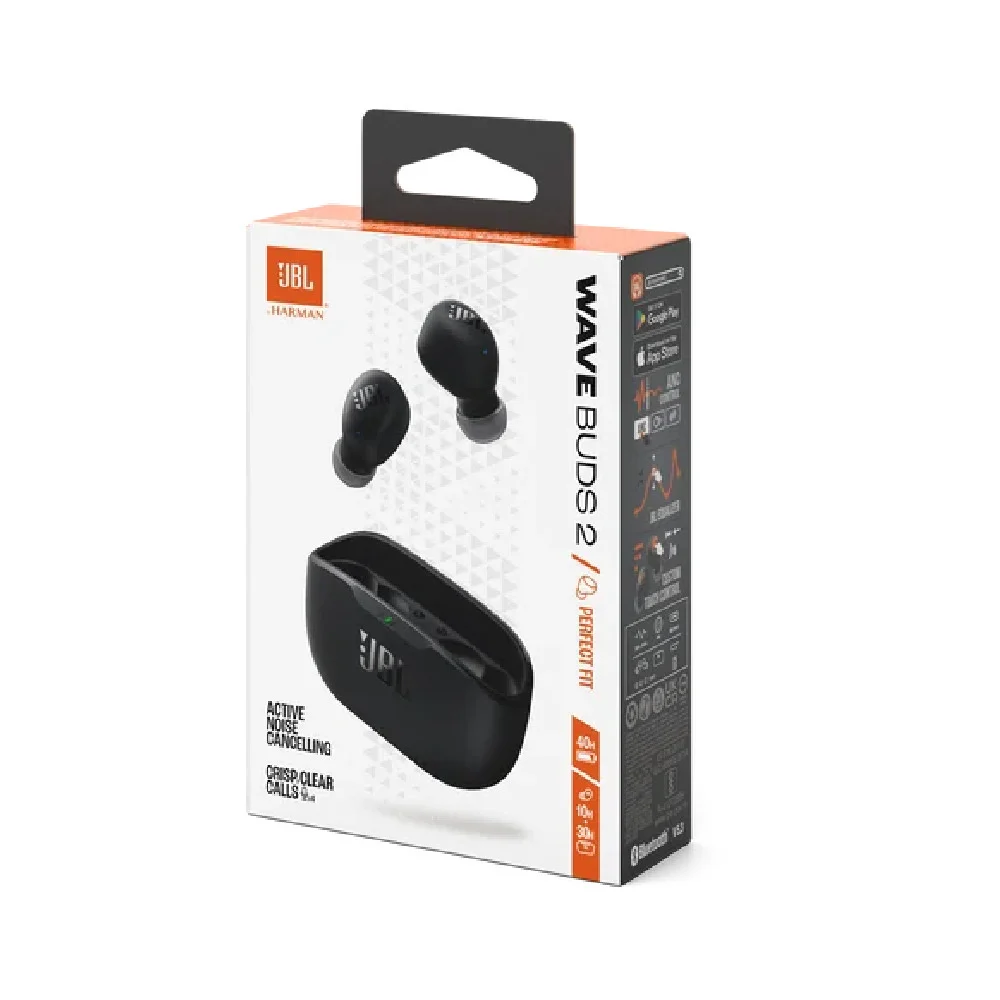 Imagem 2 de 5 do produto Fone Jbl Bluetooth Wave Buds 2 Tws Ip54 Preto - Jblwbuds2blk