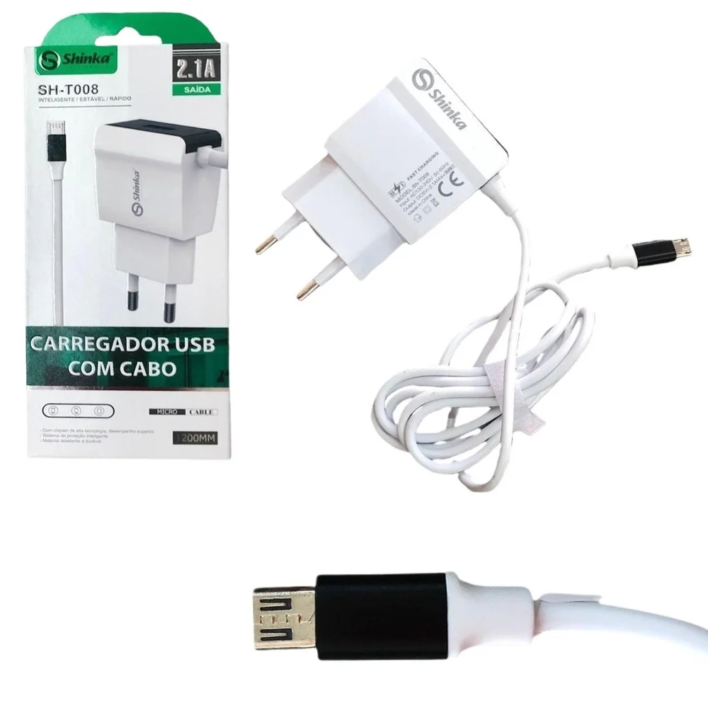 Imagem 2 de 3 do produto Tomada Carregador V8 Micro Usb 1 Saída Usb 2.1a Samsung J5