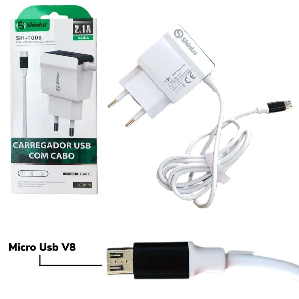 Imagem 3 de 3 do produto Tomada Carregador V8 Micro Usb 1 Saída Usb 2.1a Samsung J5