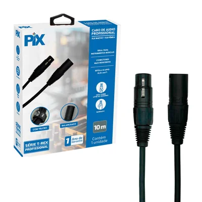 Cabo Xlr Macho Para Xlr Fêmea 10 Metros Profissional