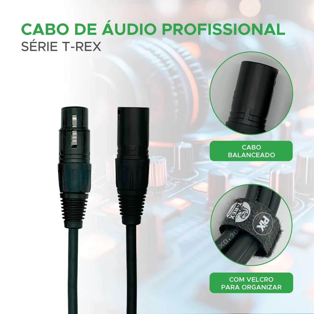 Imagem 3 de 5 do produto Cabo Xlr Macho Para Xlr Fêmea 10 Metros Profissional