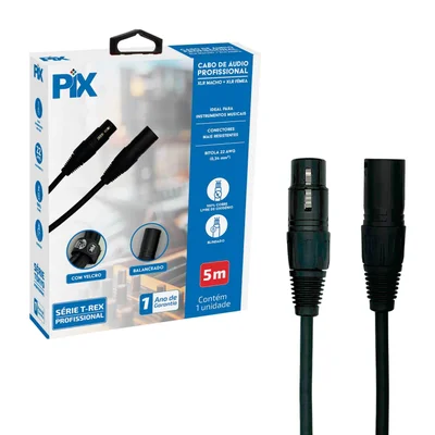 Cabo Xlr Macho Para Xlr Fêmea 5 Metros Profissional